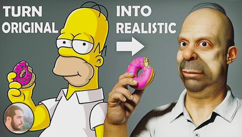 Homer Simpson i en mer verklighetstrogen karaktär. Bildkälla: Instagram/Hossein.diba Homer Simpson i en mer verklighetstrogen karaktär. Bildkälla: Instagram/Hossein.diba